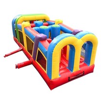 Inflatable Obstacle Course Commercial Rainbow Double Lane Kids Bounce NO Blower