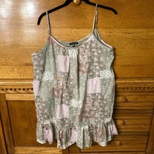 As U Wish Floral Patchwork Boho Fairycore Cottagecore Mini Dress Ruffle Hem L/G
