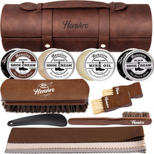 Leather Shoe Polish Kit - Birthday Gifts for Men, Dad, Shoe Shine Kit, Leather B