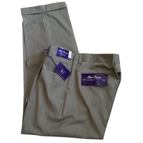 Abito Alan Flusser misto lana grigio plissettato con polsini nuovo con etichette taglia 38 x 30