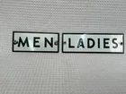 Vintage Gas Station Ladies & Men Bathroom Restroom Porcelain Sign Gas Oil