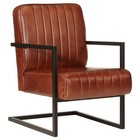 Sofa Chair Upholstered Single Sofa Armchair Office Brown Real Leather vidaXL