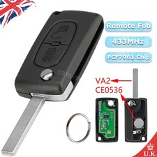 For Peugeot 207 307 308 407 2 Button Flip Remote Key Fob 433MHz CE0536 VA2 Blade