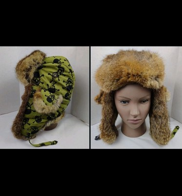 Mad Bomber Skull Trapper Hat Sz XL Rabbit Fur Ear Flaps Read Description