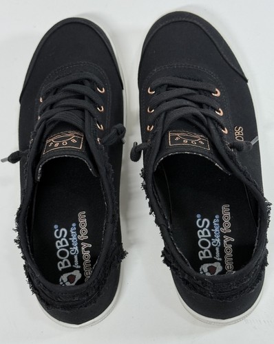 Skechers BOBS Shoes Womens 6.5 Black Gold Casual Low Sneakers 33492 Memory Foam - Picture 20 of 23