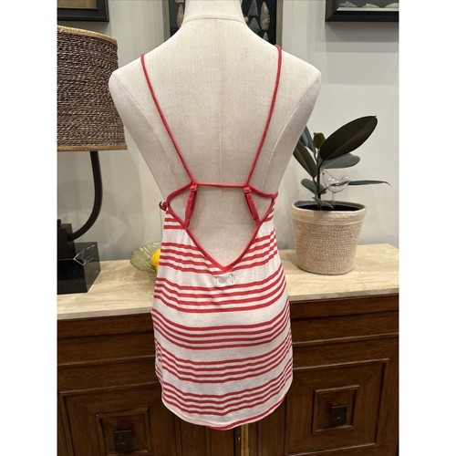 NEW Volcom Women's Medium Tank Top Strappy Back Red Stripes V Neck - Picture 2 of 5
