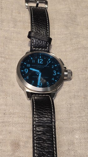 52mm Black Tinted SOTTOMARINO “Italia Russo” Silvertone/ Black Band Mens Watch - Picture 7 of 7
