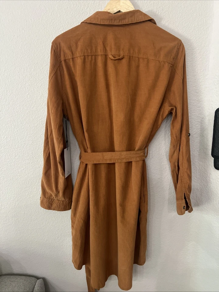 Новый с Ярлыками Lucky Brand CAMEL рубашка платье коричневый вельветовый воротник карманы большой - Изображение 4 из 4
