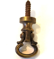 Small brass axe Dutch drop handle pull knob antique cupboard door drawer cabinet