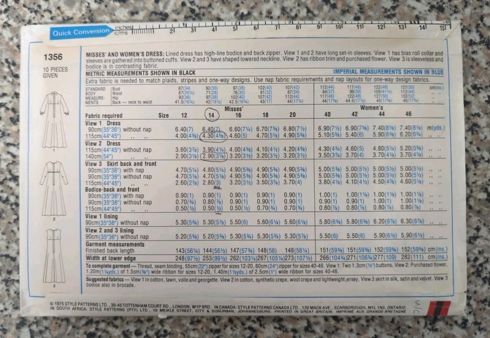 Vintage 1970s Style 1356 Prom Evening Party Dress Sewing Pattern B36" 92cm UNCUT - Image 3 of 3