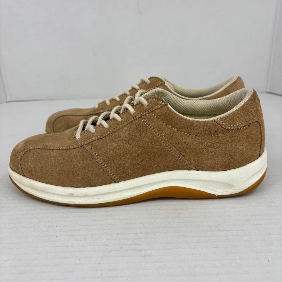 Zapatilla deportiva Lands' End para mujer talla 9 cuero gamuza tostado con cordones Oxford zapato cómodo Foto 4 de 4