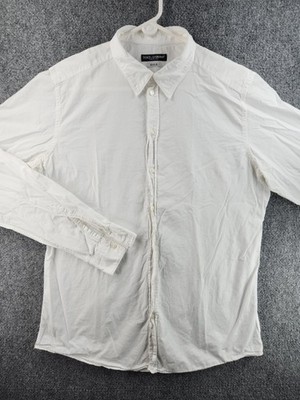 Dolce Gabbana Italy Gold Point 17 White Shirt Long Sleeve Button