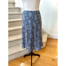 Vintage Y2K Blue Iridescent Floral Paisley Slip Midi Skirt Whimsygoth Fairy