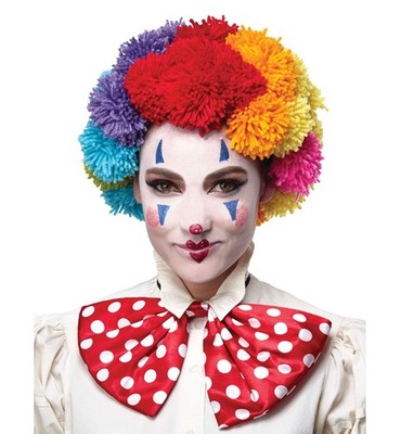 Regenbogen Bommel Clown Afro Fro Zirkus Halloween Damen Herren Kostüm Perücke