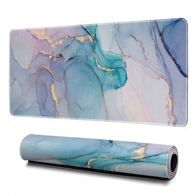 Teal Marble Mouse Pad Abstract Marble Mouse Pad 31.5x11.8 Inch Texture Non-Sl...