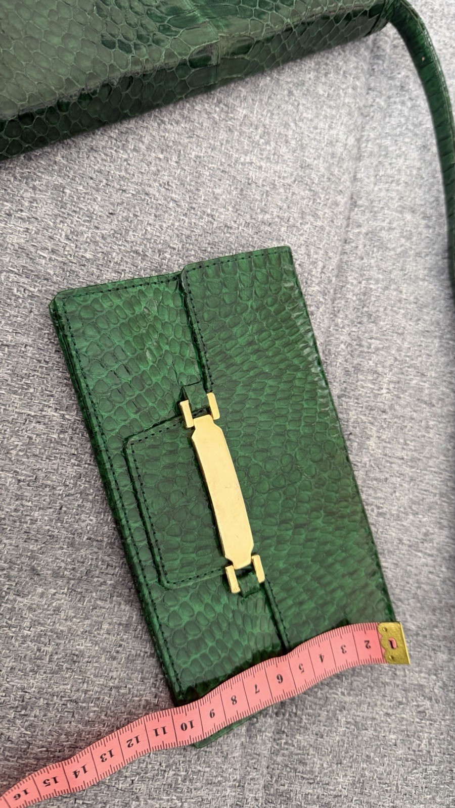 Vintage Emerald Green Python Leather Shoulder Bag… - image 22