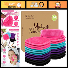 Reusable Makeup Remover Cloths 24 Pack - Instant Dirt Removal Face Cleaning Pads
