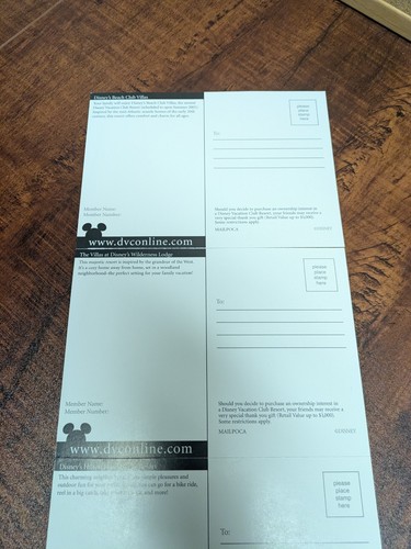 Disney Vacation Club Resorts Promotional Postcards 6 DVC Resort Promo Cards - Picture 8 of 10