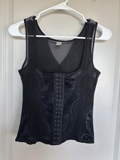 Black Mesh with Lace Design Corset Bustier Top
