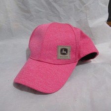 John Deere Pink heather Polyester Snapback Hat womens w/ Patch excellent