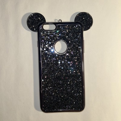 Iphone 6S Case Black Glitter Mickey Ears Bling Soft Gel Cover Cute Accessory