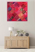 40" INDIAN FESTIVAL SEASON GIFT  EMBROIDERY SARI DÉCOR ART WALL HANGING TAPESTRY