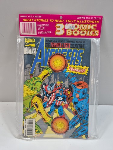 1993 MALIBU - Marvel Comics Factory Sealed 3-Pack NM - Snake Eyes, Avengers - Picture 2 of 3
