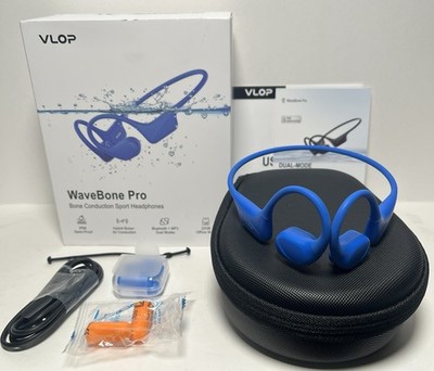VLOP WaveBone Pro Bone Conduction Bluetooth Headphones, Waterproof, MP3, Blue