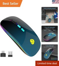 Wireless LED Mouse with USB-C Adapter - Lightweight Ergonomic for All Devices