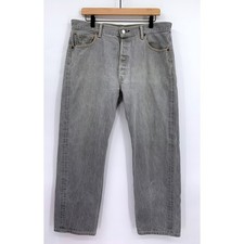 Vintage Levis 501 Jeans Mens 38x32 Gray Button Fly Fade Straight Denim Pants