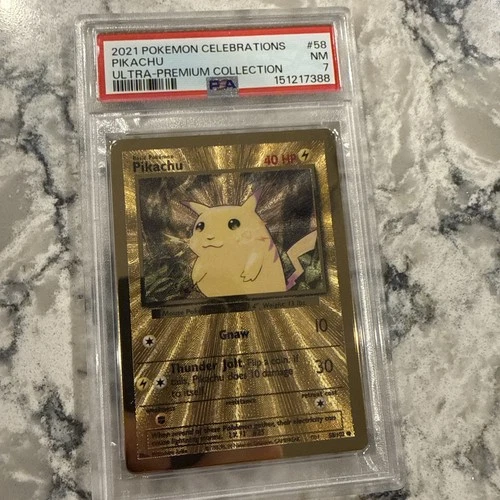 2021 Pokemon Celebrations Ultra Premium Collection Gold Metal Pikachu #58 PSA 7