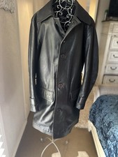 DRESKE SOMOFF Genuine Vintage Long Black Leather Jacket L