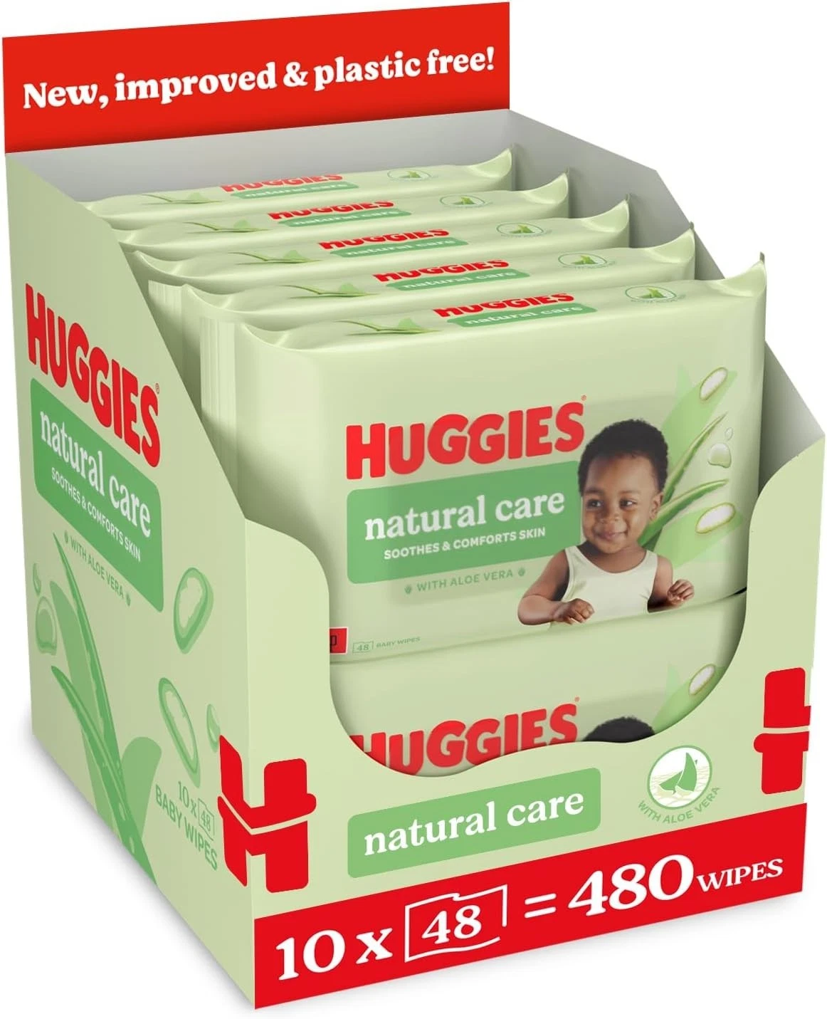 Huggies Pure Baby Wipes - Pack of 8 (8 x 48 Packs, Total 480 Wipes)