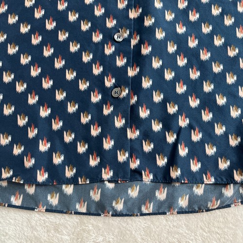 Camicia da campeggio Theory floreale Ikat seta Ralfinn donna P blu con bottoni manica corta - Foto 4 di 14