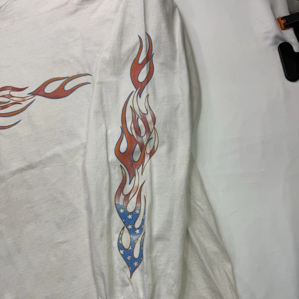 Vintage Harley-Davidson Flames Tamanho XXL Branco Manga Longa Gutterridge IL Cruis - Imagem 3 de 4