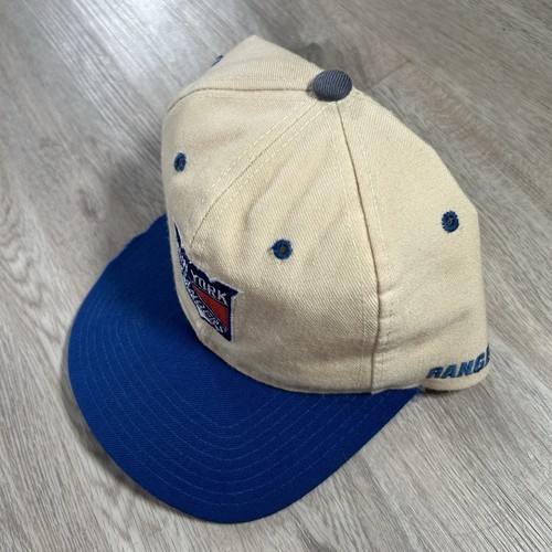 Vintage Starter New York Rangers Hat Snapback NHL Beige Blue 100% Wool Cap - Picture 12 of 12
