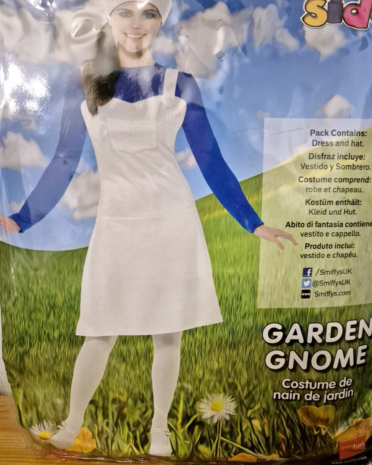 Damas Jardín Gnomo Pitufo Pitufina Vestido Elegante Disfraz Nuevo Talla Mediana 12-14