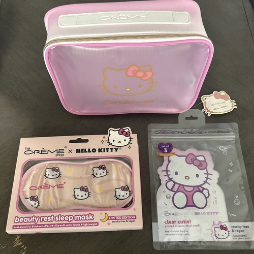 Creme Shop x Hello Kitty Pink Ombre Beauty Travel Case Sleep mask and Sheet mask - Picture 1 of 11