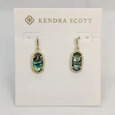 New Kendra Scott Lee Gold Drop Earrings In Abalone Shell