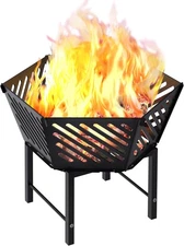 22.5" Portable Fire Pit Wood Burning Camping Detachable w/ Bag Outdoor BBQ Patio