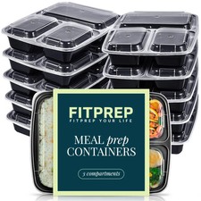 Meal Prep Boxen 10er Set 3 Fach BPA frei Mikrowelle Gefrierschrank Wiederverw.