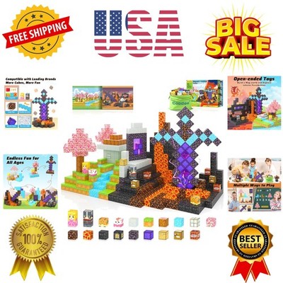 110PCS Magnetic Blocks - Build Mine Magnet World Magic Sword Portal Set, Magn...