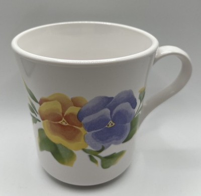 Vintage CorningWare Country Pansies Mug Set of 6 Made in USA 8oz
