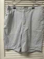 VTG Men's Polo Ralph Lauren Seersucker Blue White Shorts Size 38 100 Cotton