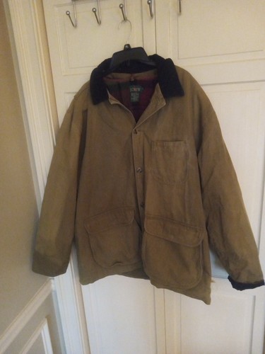 J Crew Barn Jacket Men's Large Field Chore Coat Flannel Wool Lined Olive Green - Picture 2 of 11