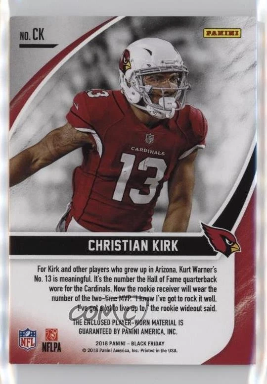 2018 Panini Black Friday Rookie Materials /50 Christian Kirk #CK RC - Image 2 of 2