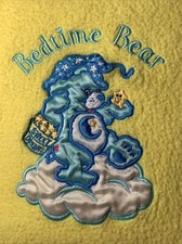 Vintage Care Bears BEDTIME BEAR Yellow Fleece - Baby Blanket