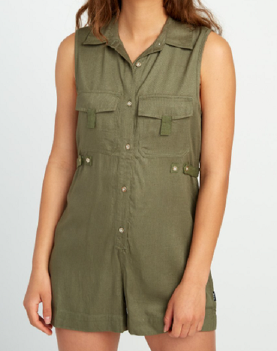 Watson Button Up Romper Rayon Textured 