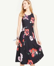 Ann Taylor BOW BACK FLORAL MIDI DRESS NWT SIZE 2
