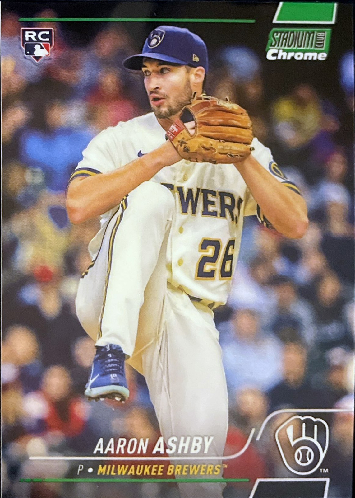2022 Topps Stadium Club Chrome Green Refractor 22/99 #270 Aaron Ashby Rookie